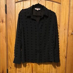 Women's Black Textured polka dot semi sheer Top size small